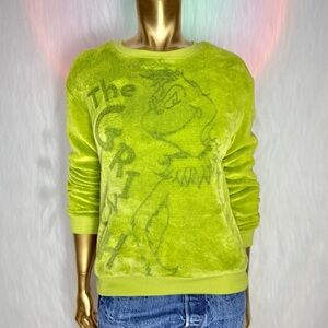 Dr. Seuss The Grinch Juniors' Plush Sweatshirt X-Small | Cozy Holiday Fleece